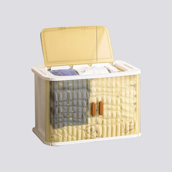 [2 สี] กล่องเก็บของพับได้ ฝาสไลด์ซ้าย-ขวา รุ่น Foldable Storage Box with Sliding Door - HomeHuk